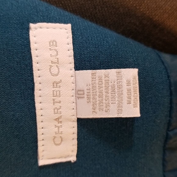 Charter Club teal dress size 10 with phenomenal neckline - Picture 8 of 10
